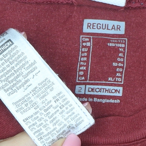 Decathlon Men’s Red Cotton Regular Fit XL Crew Neck T-Shirt