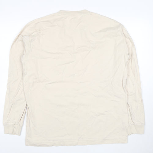 Uniqlo Men’s Beige Long Sleeve Crew Neck Cotton T-Shirt M