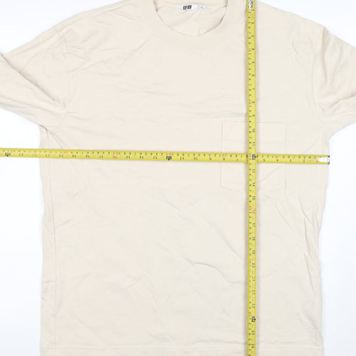 Uniqlo Men’s Beige Long Sleeve Crew Neck Cotton T-Shirt M