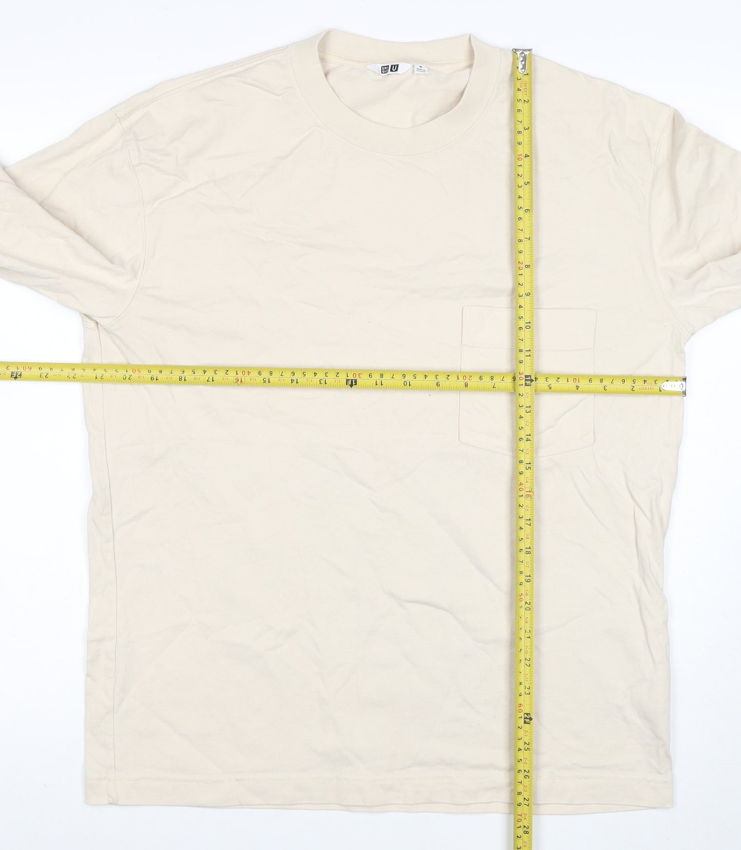Uniqlo Men’s Beige Long Sleeve Crew Neck Cotton T-Shirt M