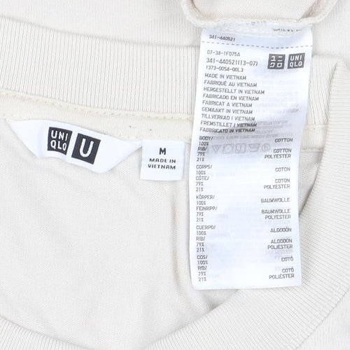 Uniqlo Men’s Beige Long Sleeve Crew Neck Cotton T-Shirt M