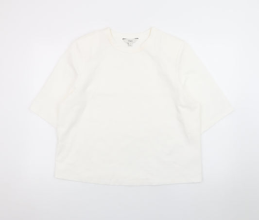 Marks and Spencer Unisex White Cotton Crew Neck Short Sleeve T-Shirt Size 16