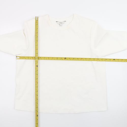 Marks and Spencer Unisex White Cotton Crew Neck Short Sleeve T-Shirt Size 16