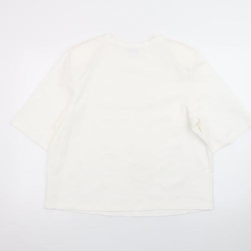 Marks and Spencer Unisex White Cotton Crew Neck Short Sleeve T-Shirt Size 16
