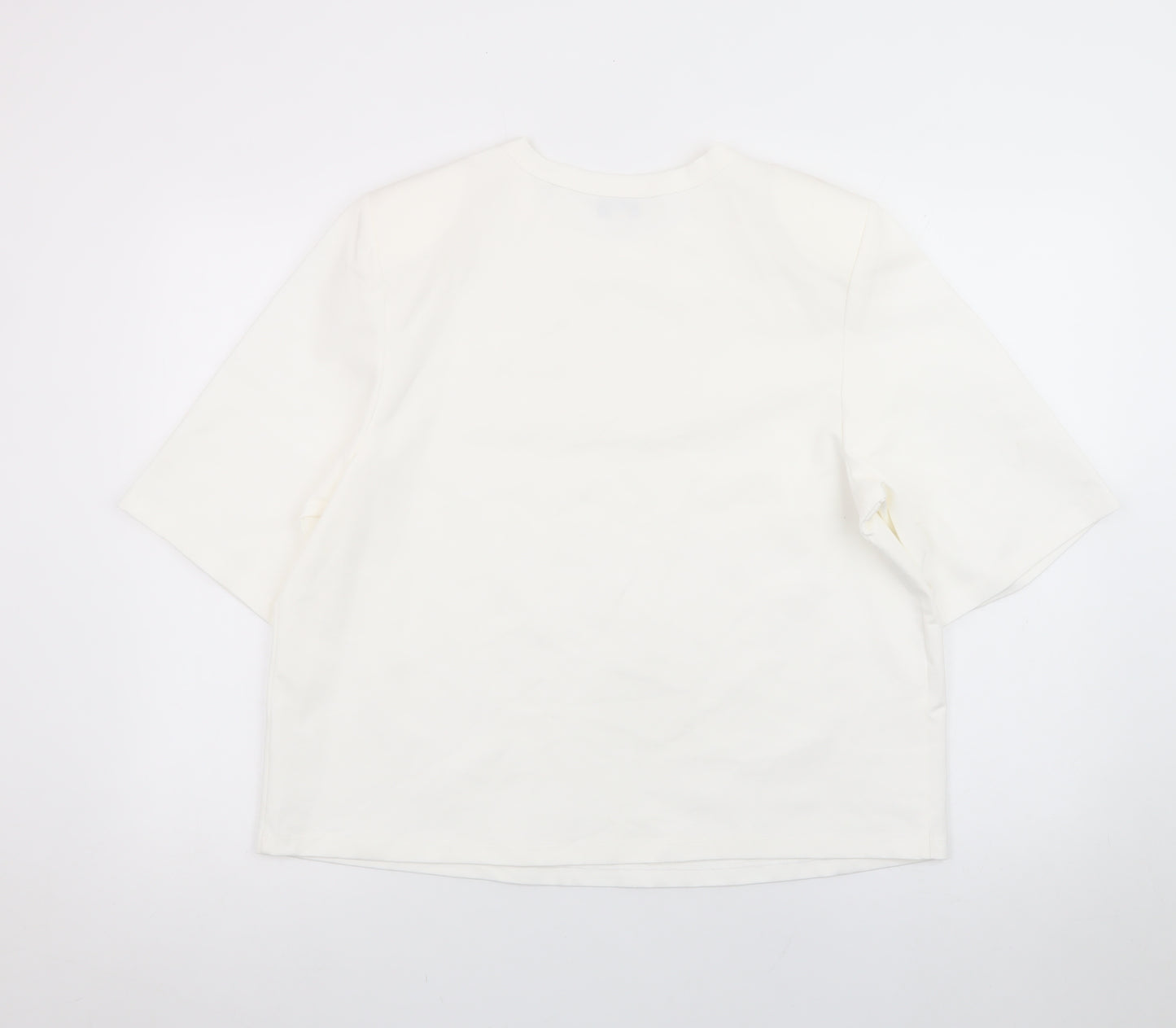 Marks and Spencer Unisex White Cotton Crew Neck Short Sleeve T-Shirt Size 16