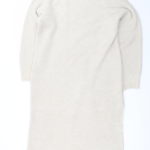 ONLY Women’s Beige Wool Knit Long Sleeve Jumper Dress M
