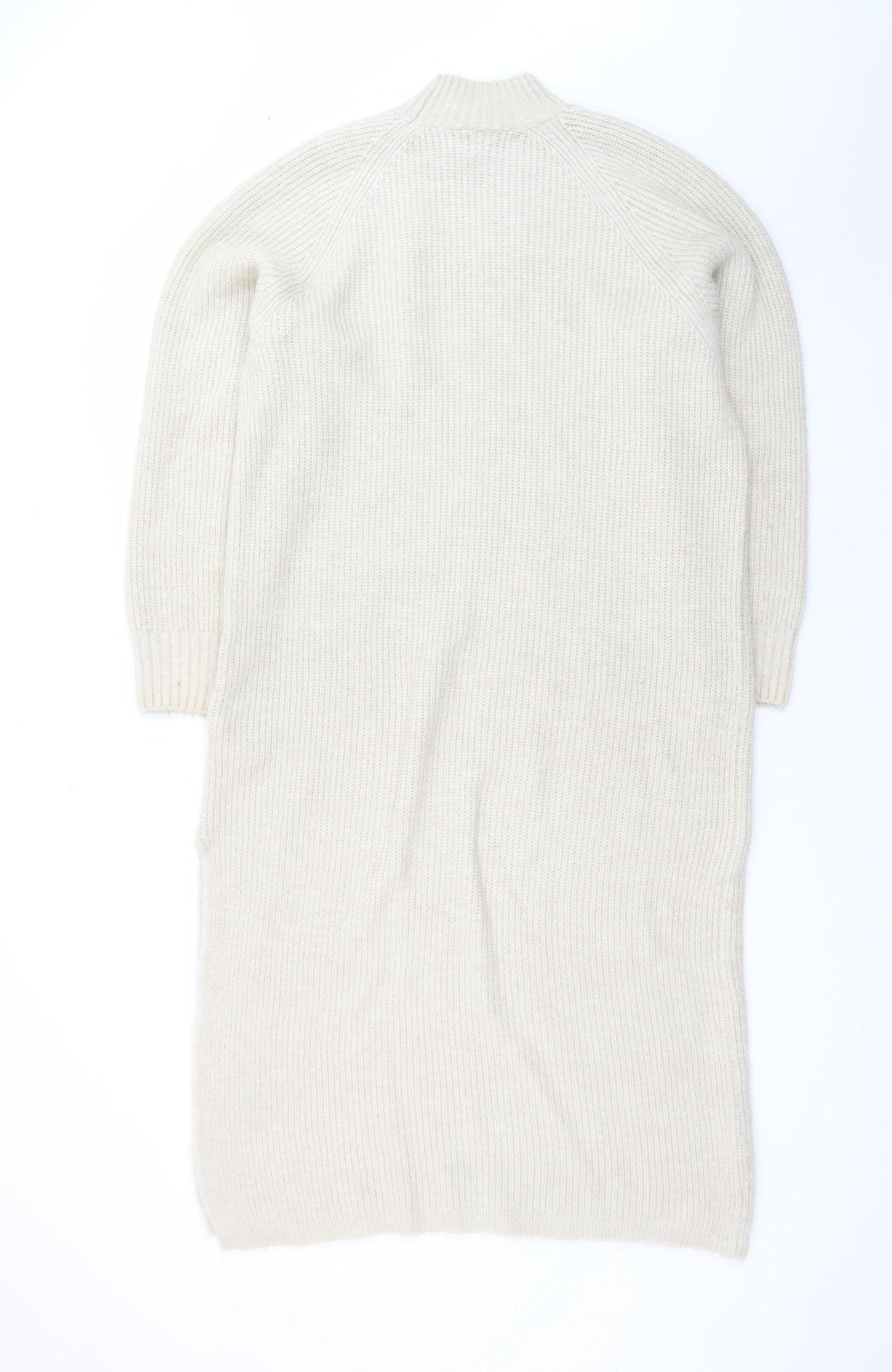 ONLY Women’s Beige Wool Knit Long Sleeve Jumper Dress M