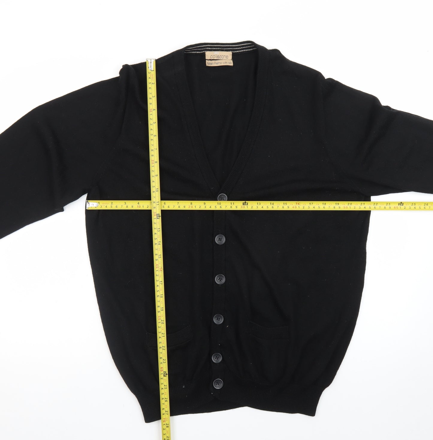 Marks and Spencer Men's Black Wool Silk Cardigan XL Classic Fit