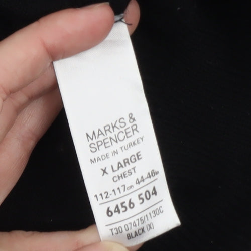 Marks and Spencer Men's Black Wool Silk Cardigan XL Classic Fit