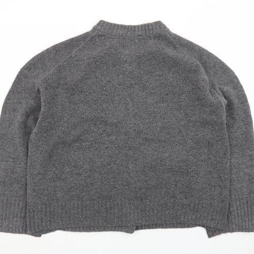 Tu Women Grey Crew Neck Button Cardigan Size 14 Wool Blend