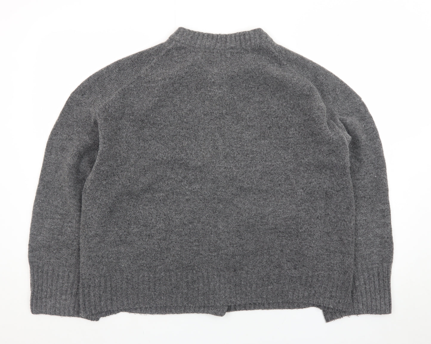 Tu Women Grey Crew Neck Button Cardigan Size 14 Wool Blend