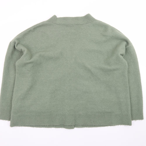 Monki Women’s Green Wool Blend Buttoned Cardigan M Classic V-Neck