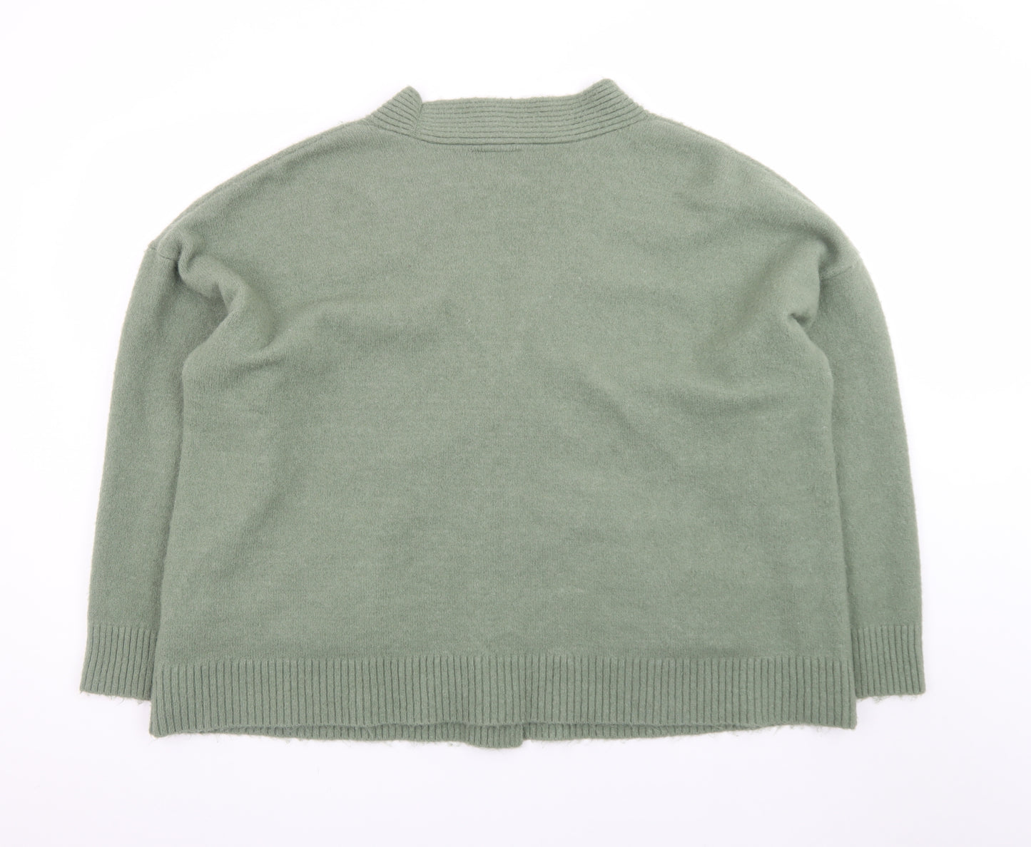 Monki Women’s Green Wool Blend Buttoned Cardigan M Classic V-Neck
