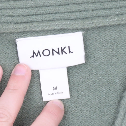 Monki Women’s Green Wool Blend Buttoned Cardigan M Classic V-Neck