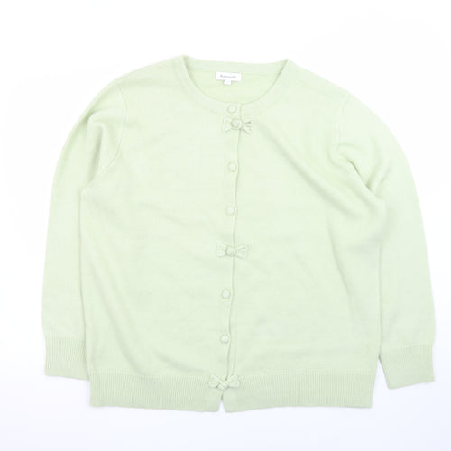 Bonmarché Women’s Green Cardigan Size 18 Bow Detail Acrylic Knit
