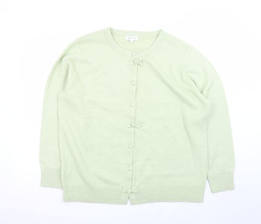 Bonmarché Women’s Green Cardigan Size 18 Bow Detail Acrylic Knit