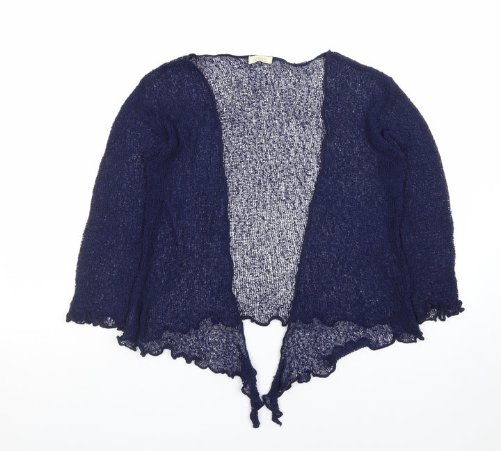Ikat Womens Blue Open Knit Cardigan One Size Lightweight