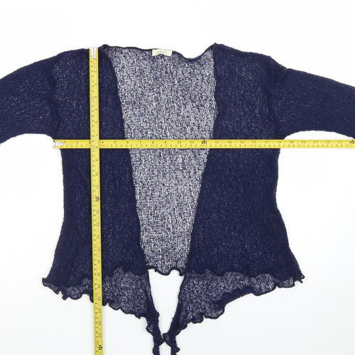 Ikat Womens Blue Open Knit Cardigan One Size Lightweight