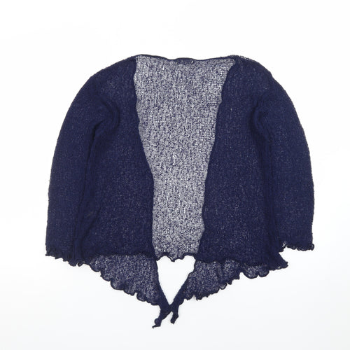 Ikat Womens Blue Open Knit Cardigan One Size Lightweight