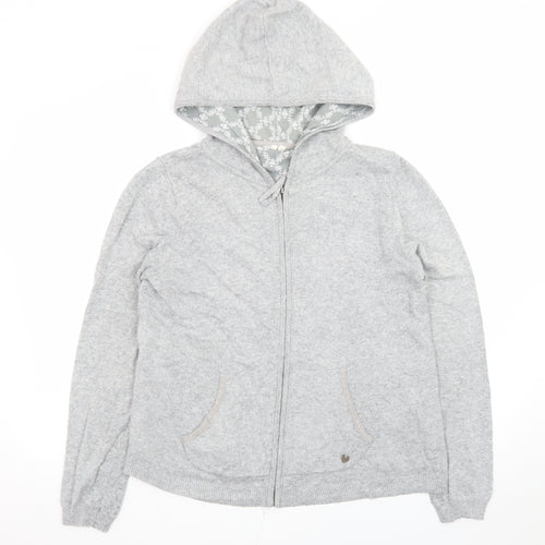 White Stuff Grey Marl Full Zip Hooded Sweatshirt Size 14