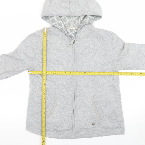 White Stuff Grey Marl Full Zip Hooded Sweatshirt Size 14