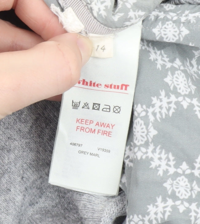White Stuff Grey Marl Full Zip Hooded Sweatshirt Size 14