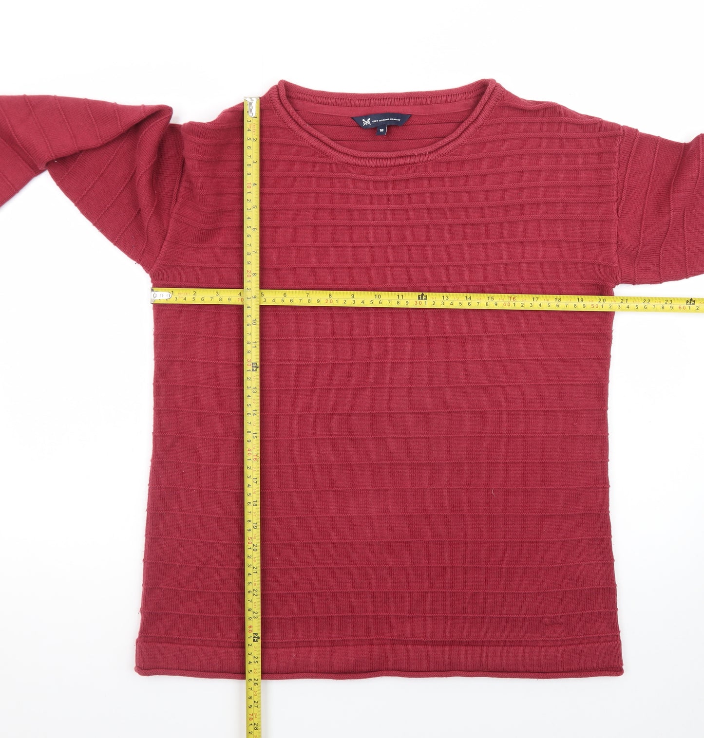 Crew Clothing Company Women Red Size 16 Ribbed Knit Jumper