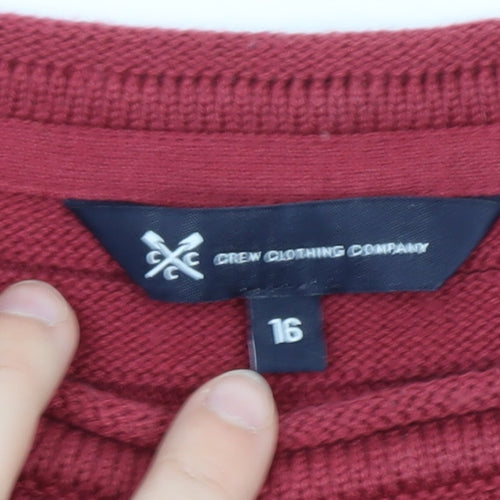 Crew Clothing Company Women Red Size 16 Ribbed Knit Jumper