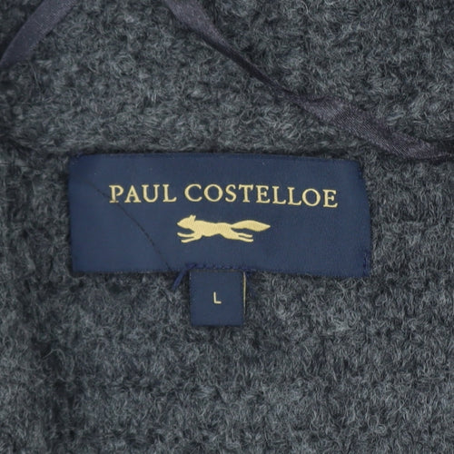 Paul Costelloe Men's Grey Wool Alpaca Chunky Knit Cardigan L