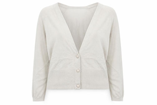 Front view of Principles Women Beige V-Neck Button Cardigan, size 14, Viscose Blend