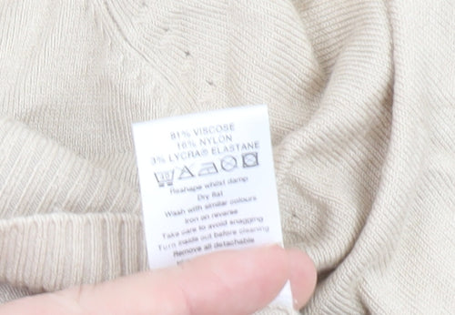 Principles Women Beige V-Neck Button Cardigan Size 14 Viscose Blend