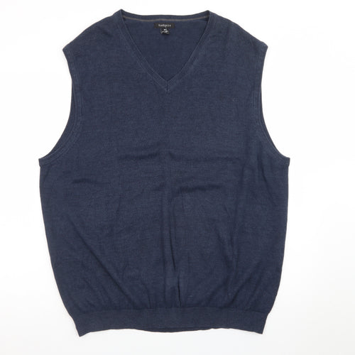 Van Heusen Men's Blue XL V-Neck Knit Sleeveless Vest Jumper