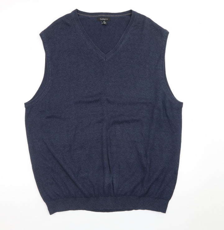 Van Heusen Men's Blue XL V-Neck Knit Sleeveless Vest Jumper