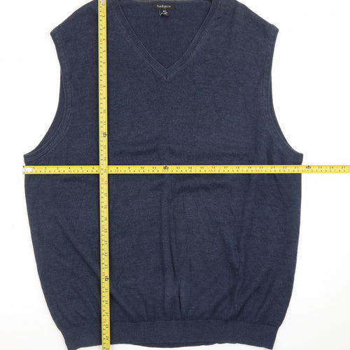 Van Heusen Men's Blue XL V-Neck Knit Sleeveless Vest Jumper