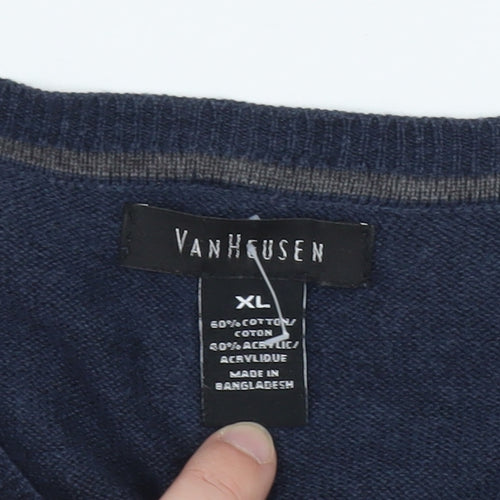 Van Heusen Men's Blue XL V-Neck Knit Sleeveless Vest Jumper