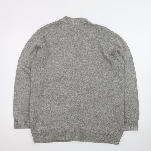 Damart Men's Grey Wool Blend Button Cardigan M Regular Fit