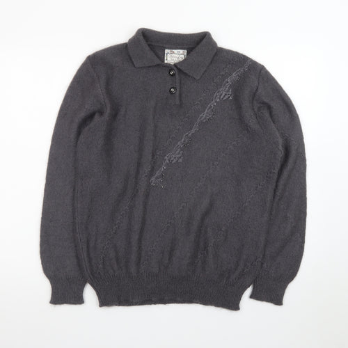 Sabri & Lory Women’s Grey Mohair Collared Pullover Jumper L