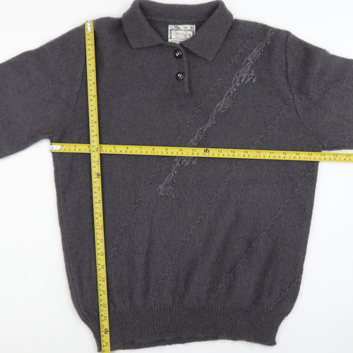 Sabri & Lory Women’s Grey Mohair Collared Pullover Jumper L