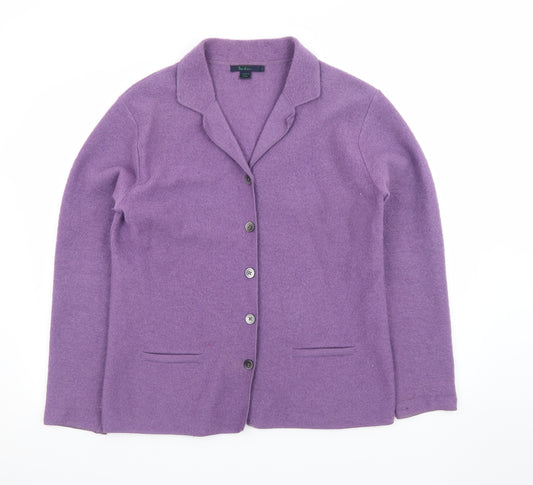 Boden Women’s Purple Wool Collared Button Cardigan L