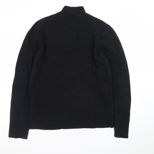 Kin Men's Black Wool 1/2 Zip High Neck Jumper Size M