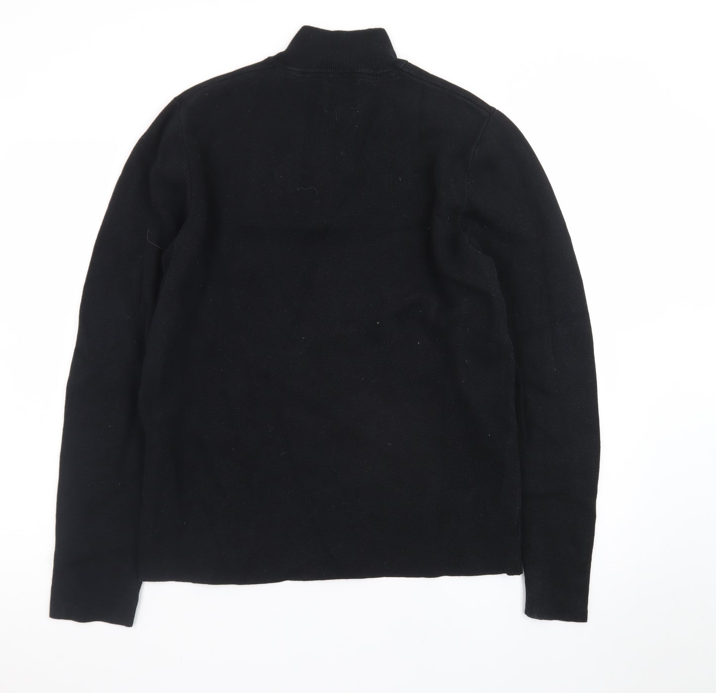 Kin Men's Black Wool 1/2 Zip High Neck Jumper Size M