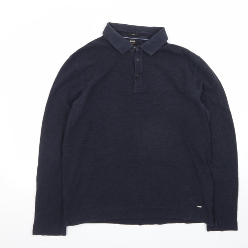 Hugo Boss Men's Navy Long Sleeve Slim Fit Polo Shirt XL