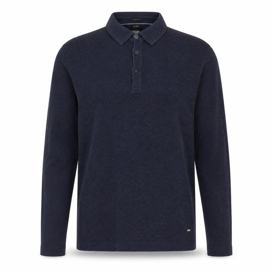 Front view of Hugo Boss Men's Navy Long Sleeve Slim Fit Polo Shirt XL