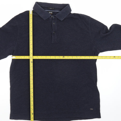 Hugo Boss Men's Navy Long Sleeve Slim Fit Polo Shirt XL