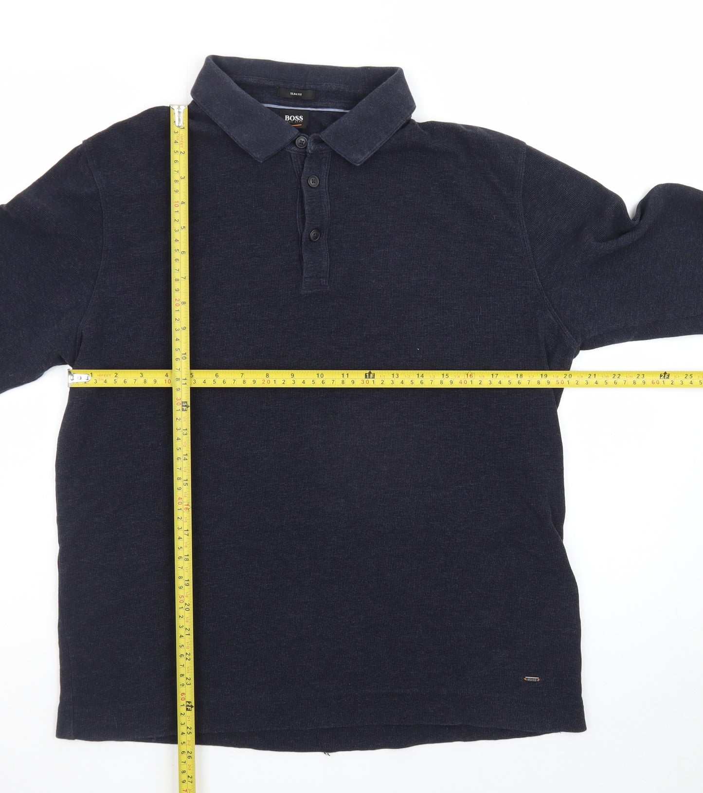 Hugo Boss Men's Navy Long Sleeve Slim Fit Polo Shirt XL