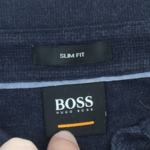 Hugo Boss Men's Navy Long Sleeve Slim Fit Polo Shirt XL