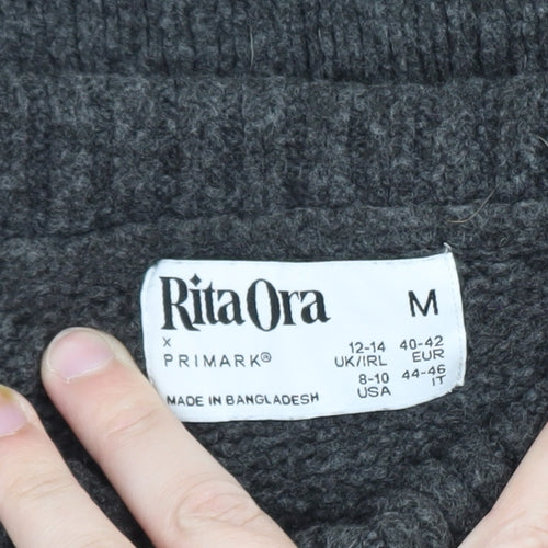 Rita Ora x Primark Women Grey Roll Neck Wool Blend Jumper Size M 12-14