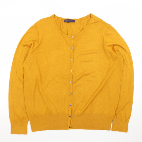 Marks and Spencer Women's Yellow Cardigan Size 20 Knit Long Sleeve