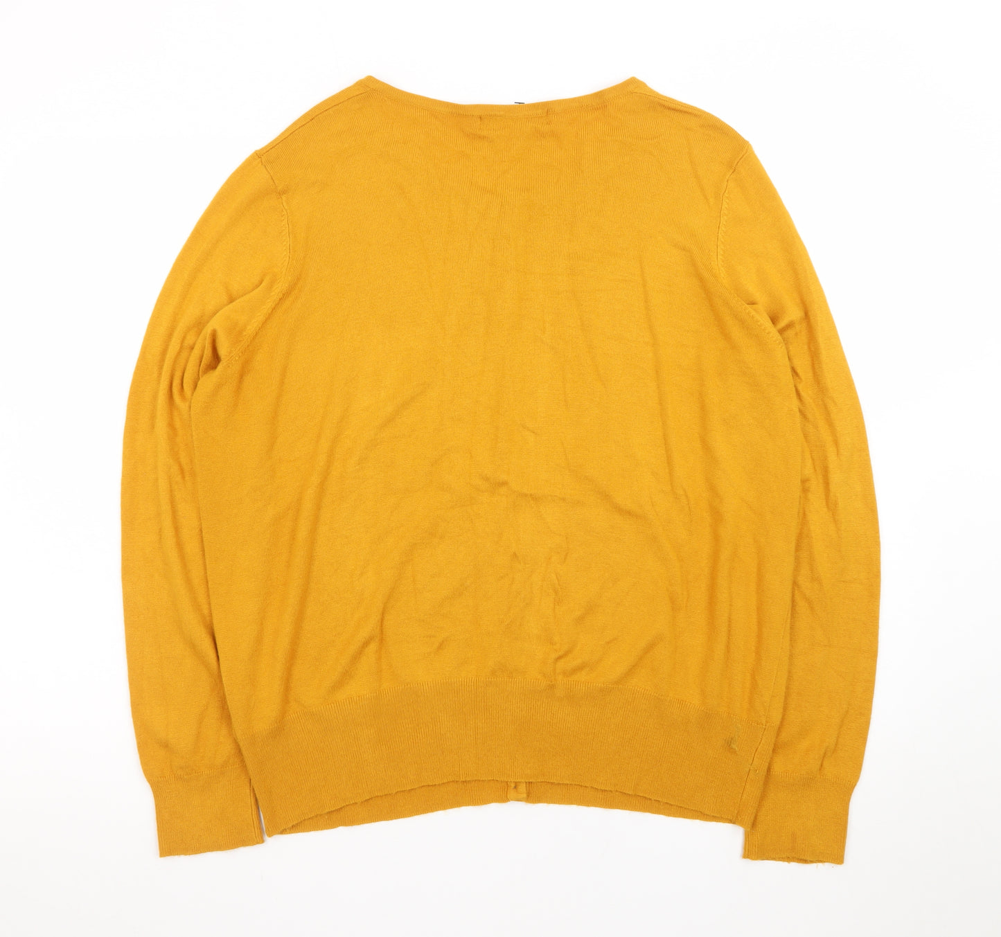 Marks and Spencer Women's Yellow Cardigan Size 20 Knit Long Sleeve