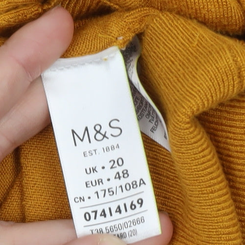 Marks and Spencer Women's Yellow Cardigan Size 20 Knit Long Sleeve